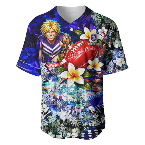 Personalized Fremantle Football Dockers Baseball Jersey Tropical Hibiscus Flowers - Pacific Fusion Style