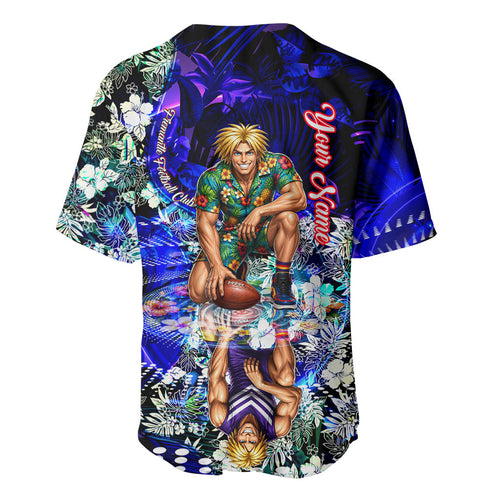 Personalized Fremantle Football Dockers Baseball Jersey Tropical Hibiscus Flowers - Pacific Fusion Style