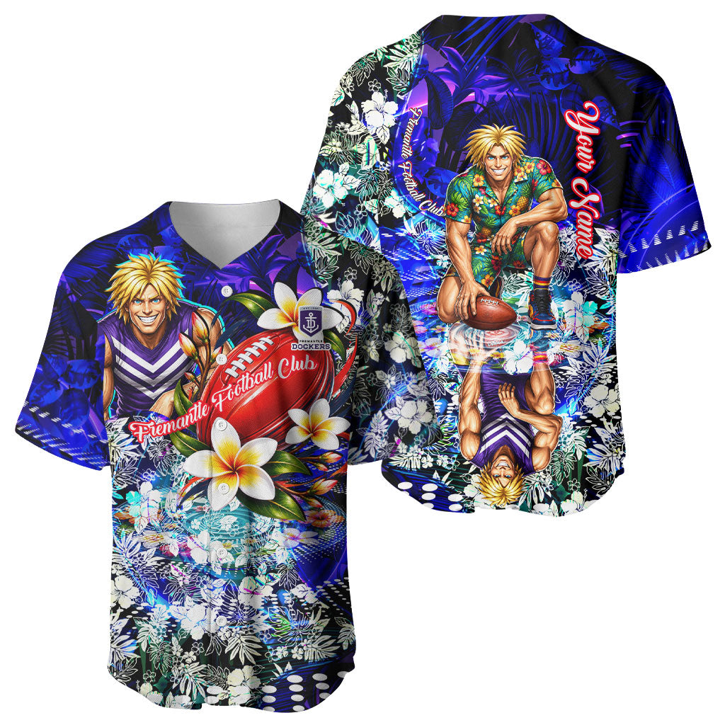 Personalized Fremantle Football Dockers Baseball Jersey Tropical Hibiscus Flowers - Pacific Fusion Style