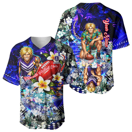 Personalized Fremantle Football Dockers Baseball Jersey Tropical Hibiscus Flowers - Pacific Fusion Style