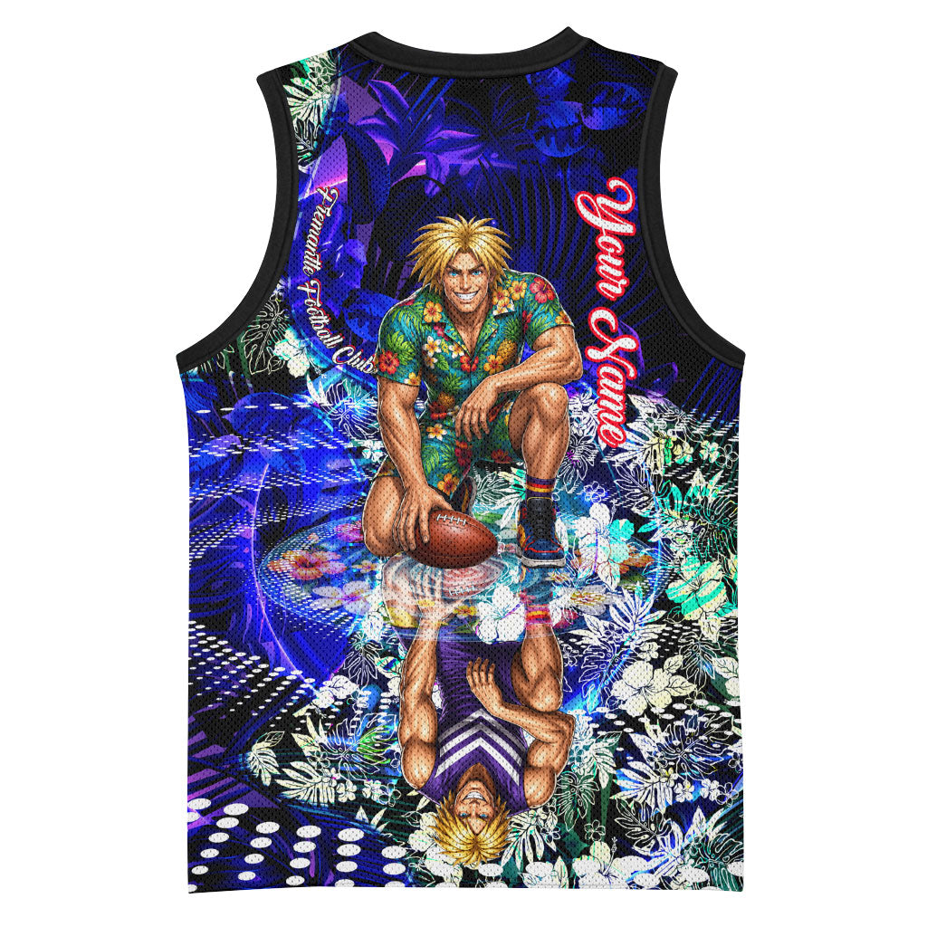 Personalized Fremantle Football Dockers Basketball Jersey Tropical Hibiscus Flowers - Pacific Fusion Style