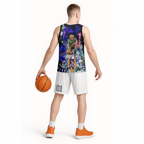 Personalized Fremantle Football Dockers Basketball Jersey Tropical Hibiscus Flowers - Pacific Fusion Style