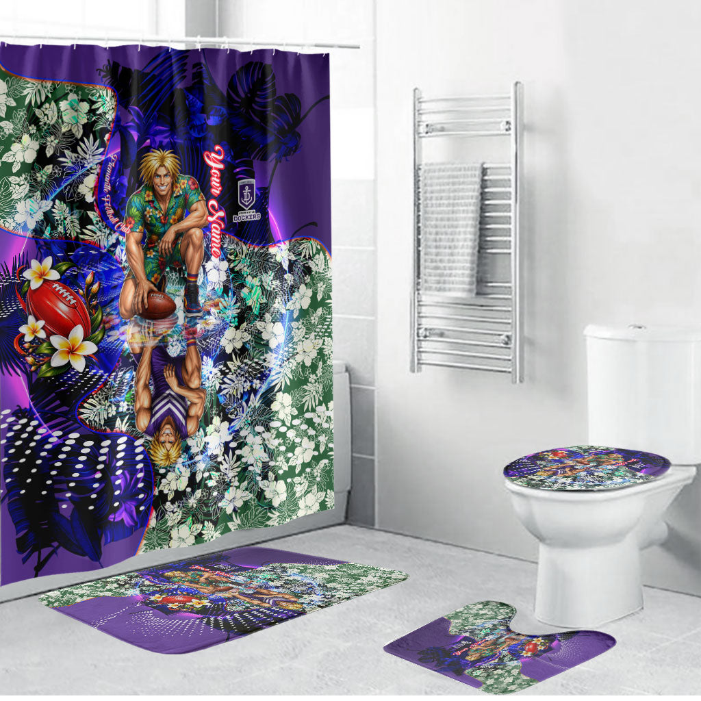 Personalized Fremantle Football Dockers Bathroom Set Tropical Hibiscus Flowers - Pacific Fusion Style