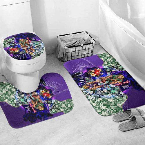 Personalized Fremantle Football Dockers Bathroom Set Tropical Hibiscus Flowers - Pacific Fusion Style