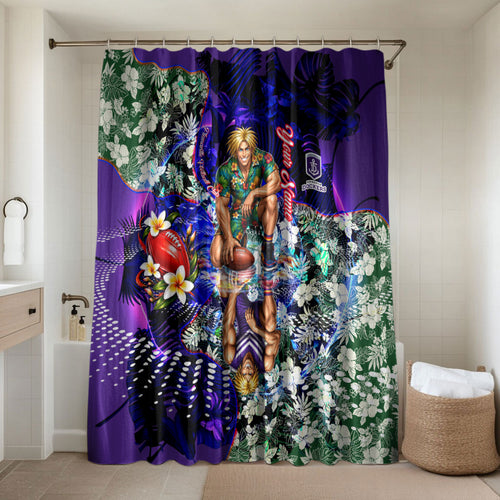 Personalized Fremantle Football Dockers Bathroom Set Tropical Hibiscus Flowers - Pacific Fusion Style