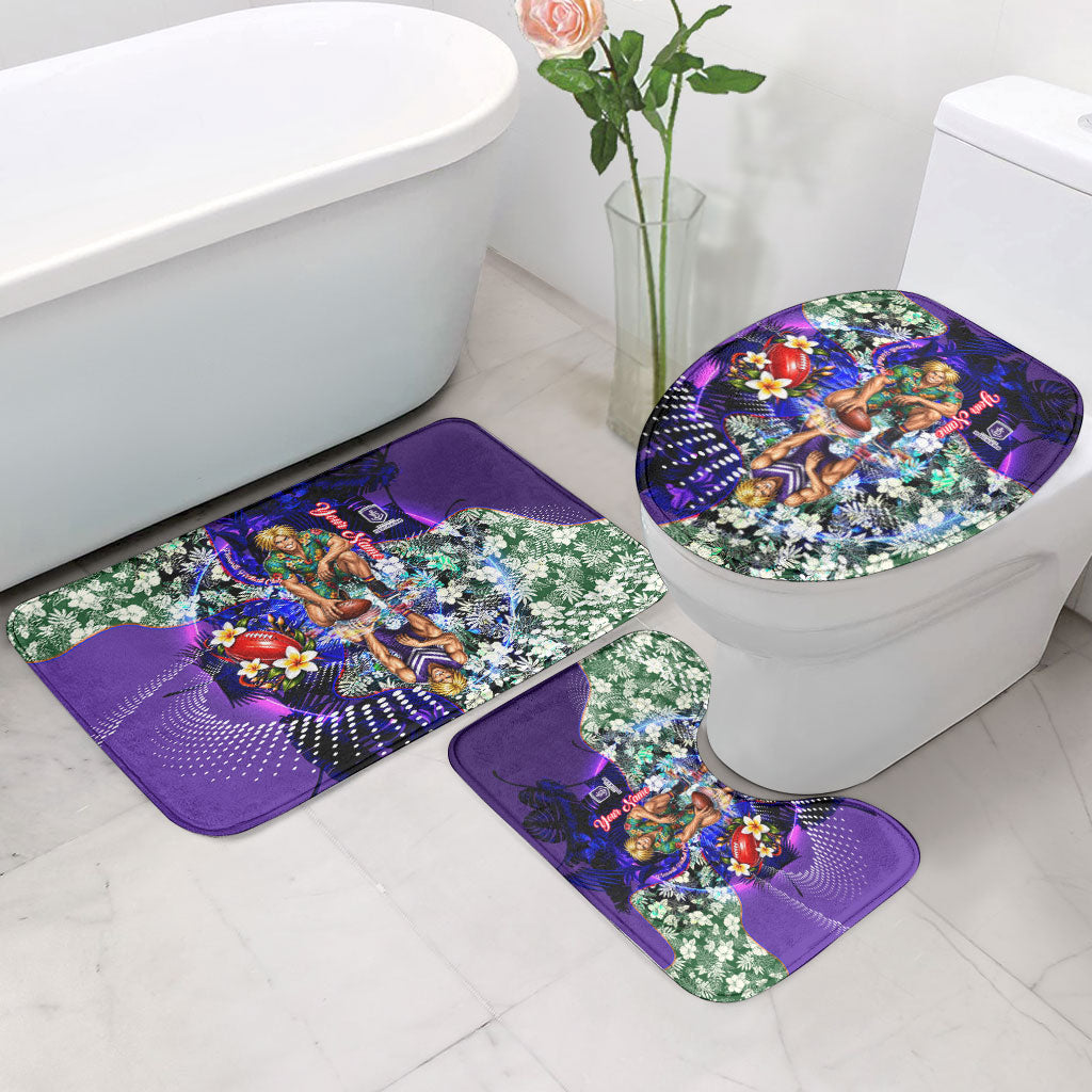 Personalized Fremantle Football Dockers Bathroom Set Tropical Hibiscus Flowers - Pacific Fusion Style