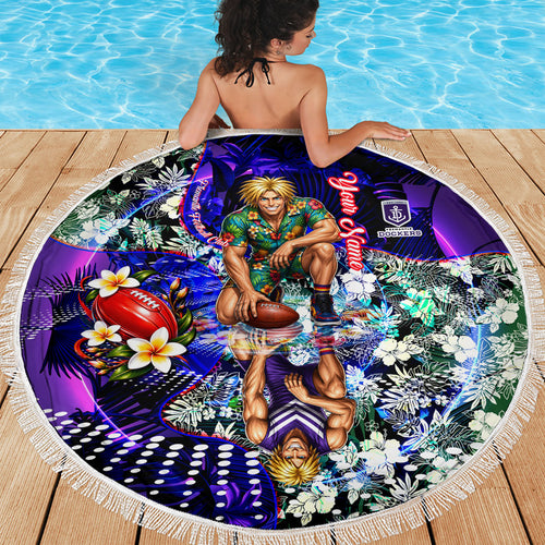 Personalized Fremantle Football Dockers Beach Blanket Tropical Hibiscus Flowers - Pacific Fusion Style