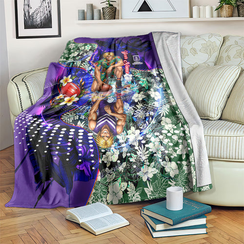 Personalized Fremantle Football Dockers Blanket Tropical Hibiscus Flowers - Pacific Fusion Style