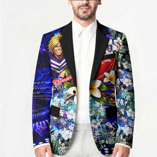 Personalized Fremantle Football Dockers Blazer Tropical Hibiscus Flowers - Pacific Fusion Style