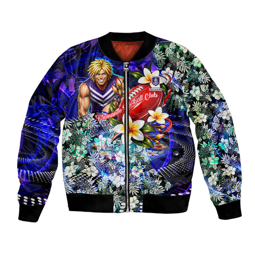 Personalized Fremantle Football Dockers Bomber Jacket Tropical Hibiscus Flowers - Pacific Fusion Style
