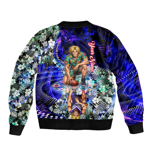 Personalized Fremantle Football Dockers Bomber Jacket Tropical Hibiscus Flowers - Pacific Fusion Style