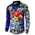 Personalized Fremantle Football Dockers Button Sweatshirt Tropical Hibiscus Flowers - Pacific Fusion Style