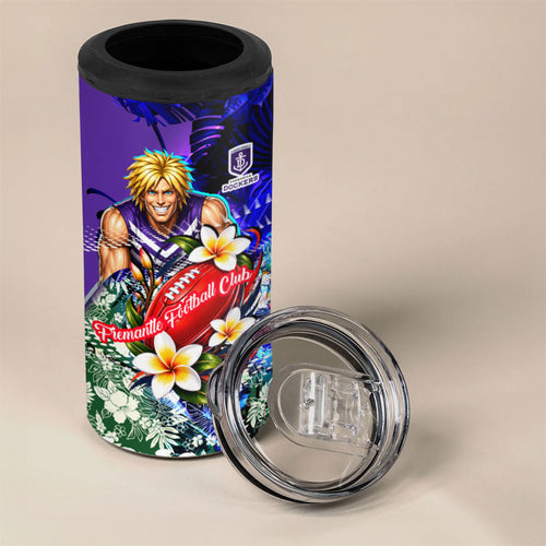 Personalized Fremantle Football Dockers 4 in 1 Can Cooler Tumbler Tropical Hibiscus Flowers - Pacific Fusion Style