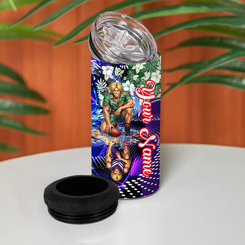 Personalized Fremantle Football Dockers 4 in 1 Can Cooler Tumbler Tropical Hibiscus Flowers - Pacific Fusion Style