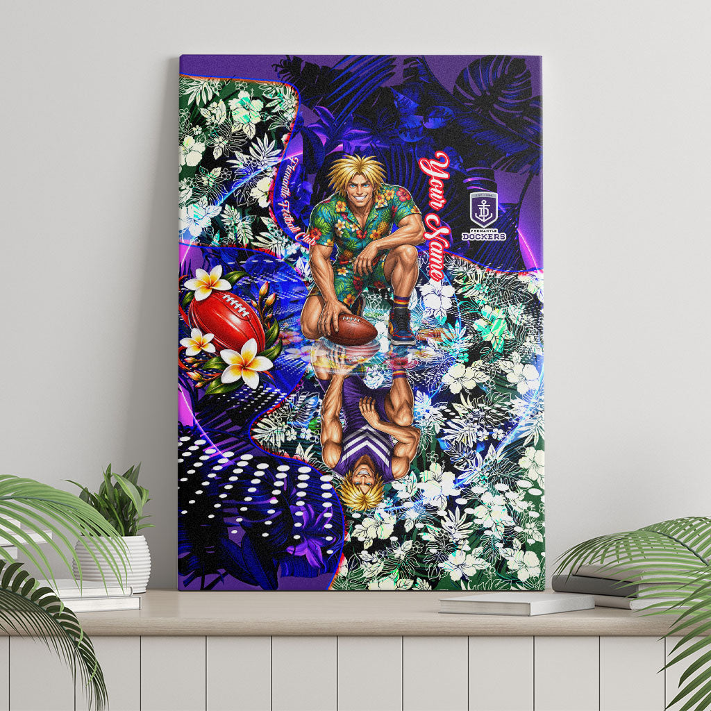 Personalized Fremantle Football Dockers Canvas Wall Art Tropical Hibiscus Flowers - Pacific Fusion Style
