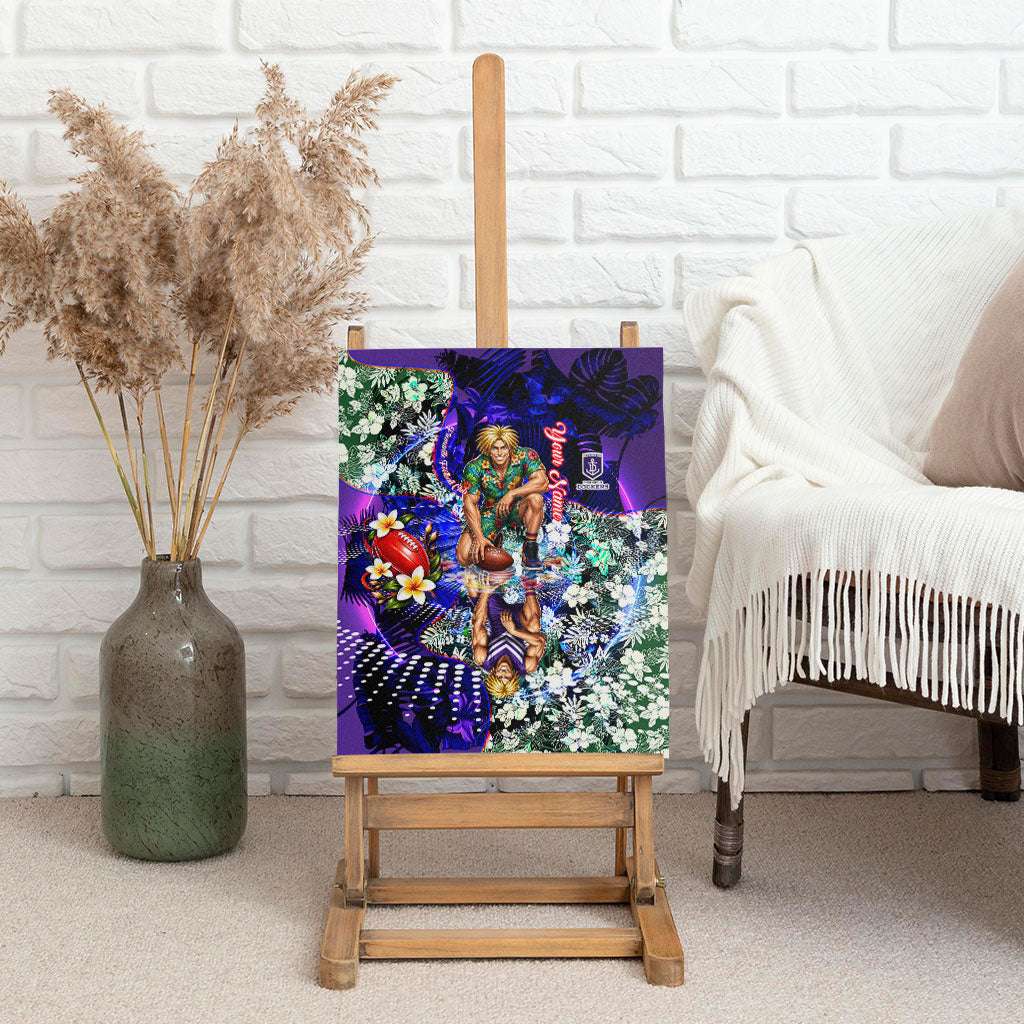 Personalized Fremantle Football Dockers Canvas Wall Art Tropical Hibiscus Flowers - Pacific Fusion Style