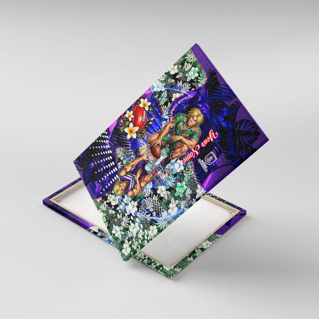 Personalized Fremantle Football Dockers Canvas Wall Art Tropical Hibiscus Flowers - Pacific Fusion Style