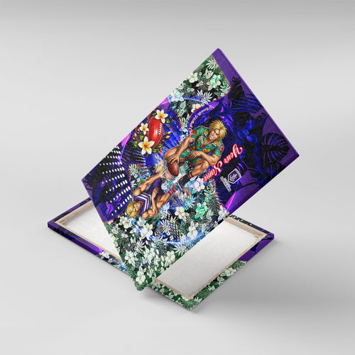 Personalized Fremantle Football Dockers Canvas Wall Art Tropical Hibiscus Flowers - Pacific Fusion Style