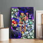 Personalized Fremantle Football Dockers Canvas Wall Art Tropical Hibiscus Flowers - Pacific Fusion Style