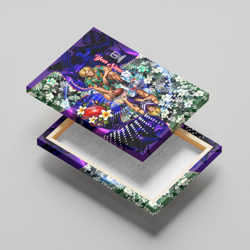 Personalized Fremantle Football Dockers Canvas Wall Art Tropical Hibiscus Flowers - Pacific Fusion Style
