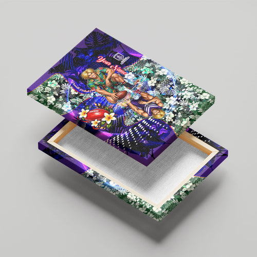 Personalized Fremantle Football Dockers Canvas Wall Art Tropical Hibiscus Flowers - Pacific Fusion Style