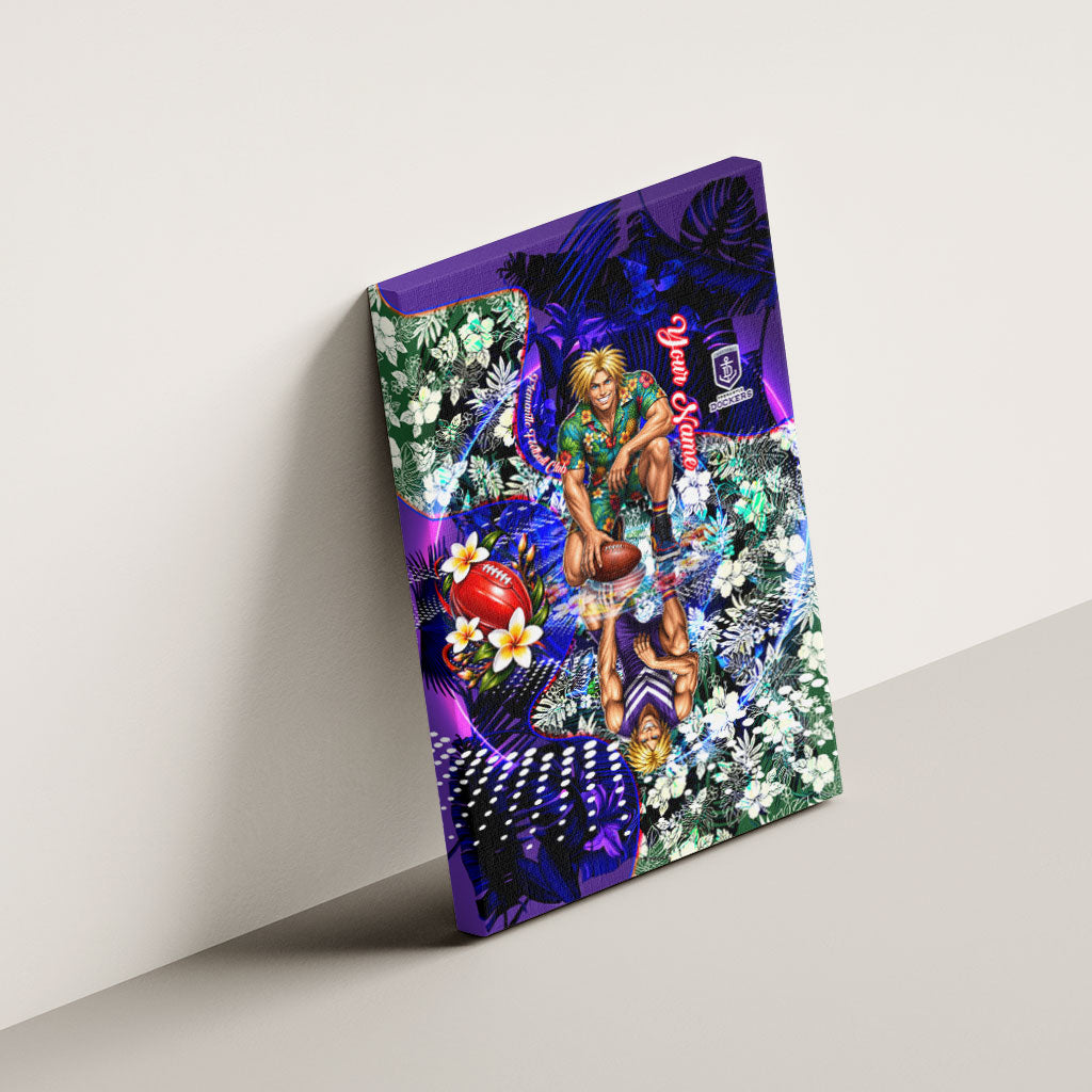 Personalized Fremantle Football Dockers Canvas Wall Art Tropical Hibiscus Flowers - Pacific Fusion Style