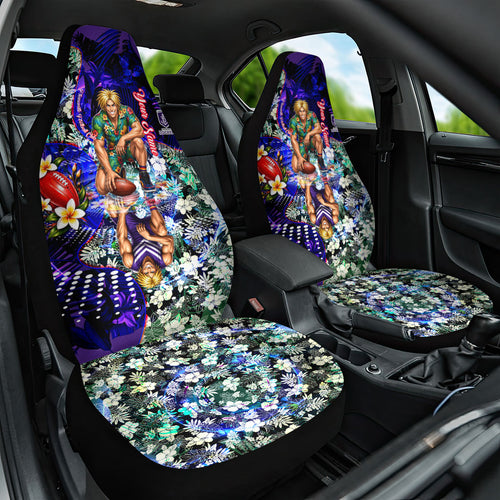 Personalized Fremantle Football Dockers Car Seat Cover Tropical Hibiscus Flowers - Pacific Fusion Style