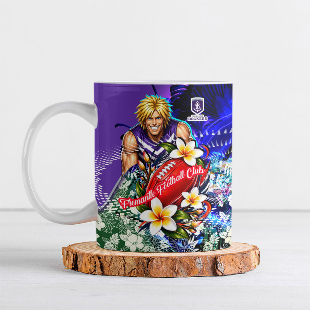 Personalized Fremantle Football Dockers Ceramic Mug Tropical Hibiscus Flowers - Pacific Fusion Style
