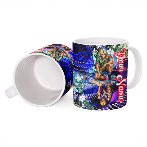 Personalized Fremantle Football Dockers Ceramic Mug Tropical Hibiscus Flowers - Pacific Fusion Style