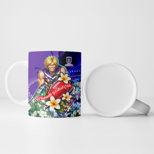Personalized Fremantle Football Dockers Ceramic Mug Tropical Hibiscus Flowers - Pacific Fusion Style