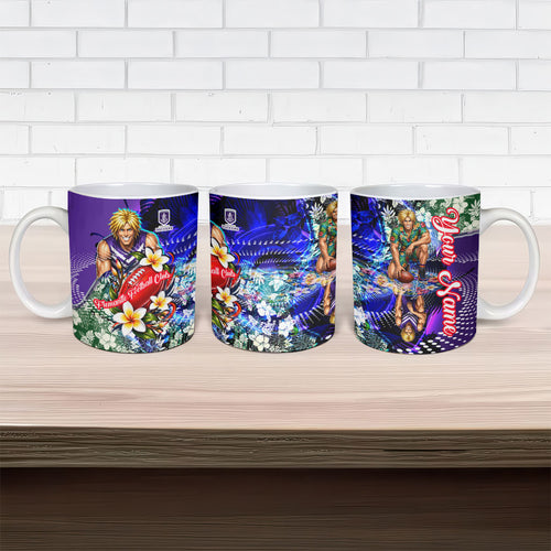 Personalized Fremantle Football Dockers Ceramic Mug Tropical Hibiscus Flowers - Pacific Fusion Style