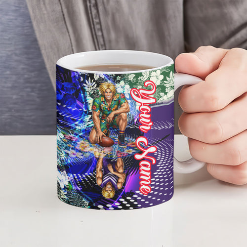 Personalized Fremantle Football Dockers Ceramic Mug Tropical Hibiscus Flowers - Pacific Fusion Style