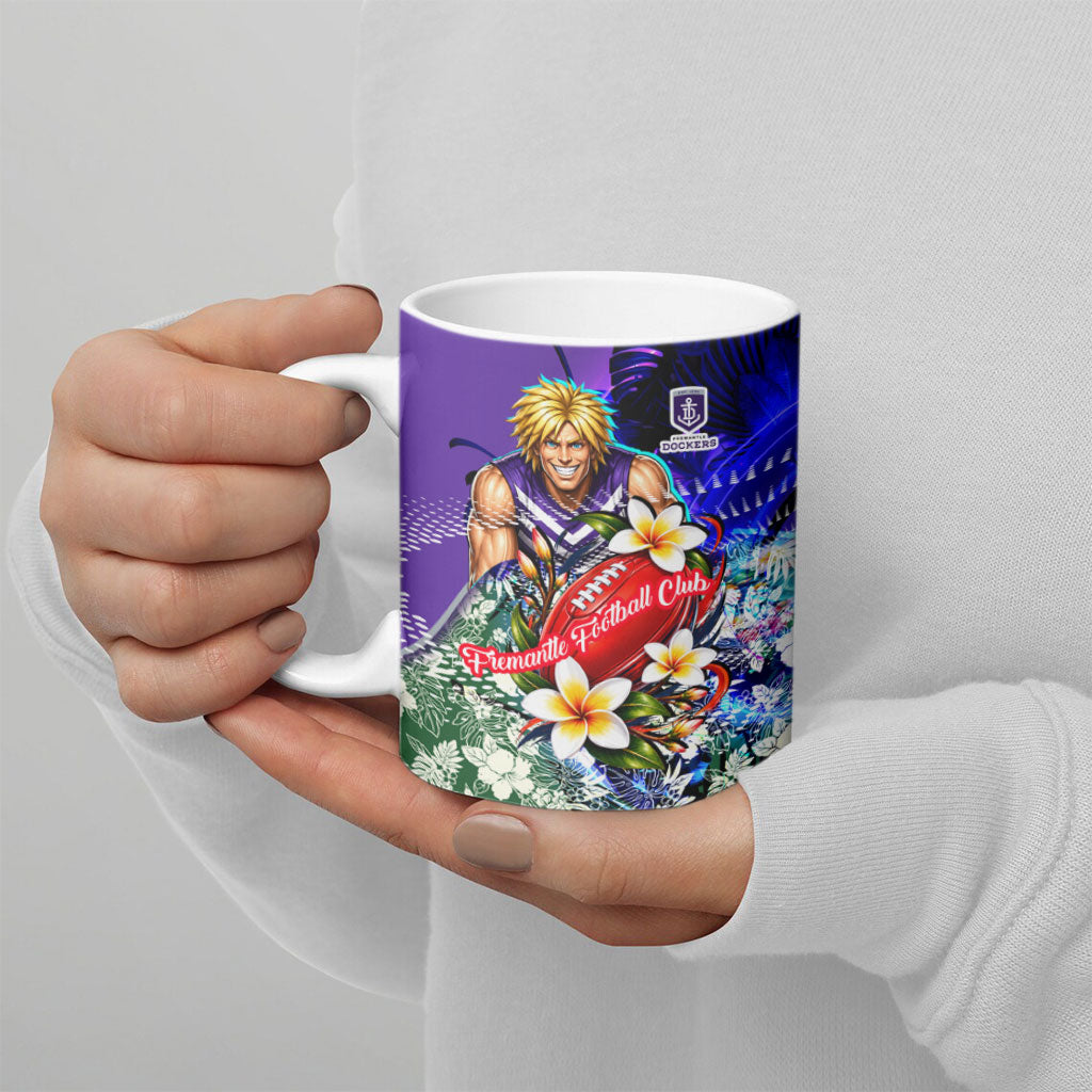 Personalized Fremantle Football Dockers Ceramic Mug Tropical Hibiscus Flowers - Pacific Fusion Style
