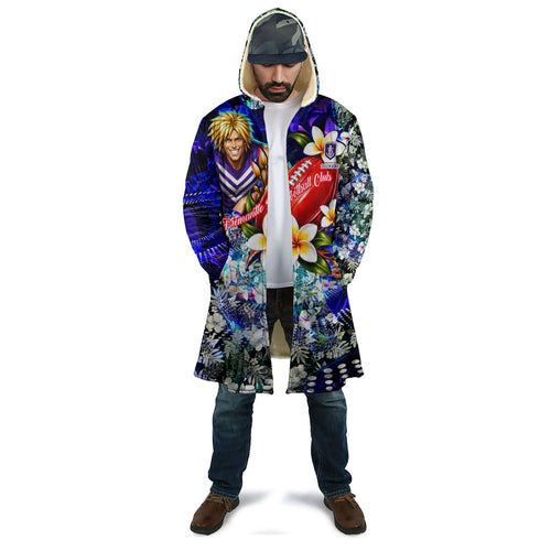 Personalized Fremantle Football Dockers Cloak Tropical Hibiscus Flowers - Pacific Fusion Style