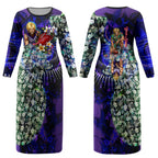 Personalized Fremantle Football Dockers Couples Matching Long Sleeve Bodycon Dress and Hawaiian Shirt Tropical Hibiscus Flowers - Pacific Fusion Style