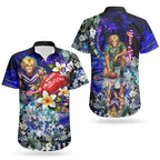 Personalized Fremantle Football Dockers Couples Matching Mermaid Dress and Hawaiian Shirt Tropical Hibiscus Flowers - Pacific Fusion Style