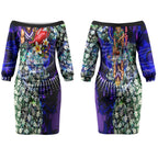Personalized Fremantle Football Dockers Couples Matching Off The Shoulder Long Sleeve Dress and Hawaiian Shirt Tropical Hibiscus Flowers - Pacific Fusion Style