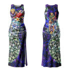 Personalized Fremantle Football Dockers Couples Matching Tank Maxi Dress and Long Sleeve Button Shirt Tropical Hibiscus Flowers - Pacific Fusion Style