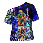 Personalized Fremantle Football Dockers Cross Shoulder Shirt Tropical Hibiscus Flowers - Pacific Fusion Style