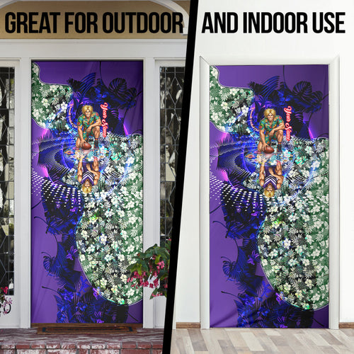 Personalized Fremantle Football Dockers Door Cover Tropical Hibiscus Flowers - Pacific Fusion Style