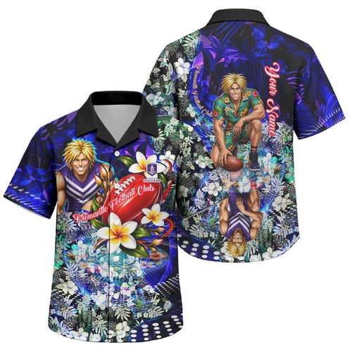 Personalized Fremantle Football Dockers Family Matching Summer Maxi Dress and Hawaiian Shirt Tropical Hibiscus Flowers - Pacific Fusion Style
