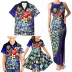 Personalized Fremantle Football Dockers Family Matching Tank Maxi Dress and Hawaiian Shirt Tropical Hibiscus Flowers - Pacific Fusion Style