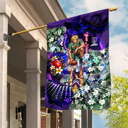 Personalized Fremantle Football Dockers Garden Flag Tropical Hibiscus Flowers - Pacific Fusion Style
