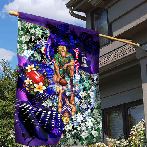 Personalized Fremantle Football Dockers Garden Flag Tropical Hibiscus Flowers - Pacific Fusion Style