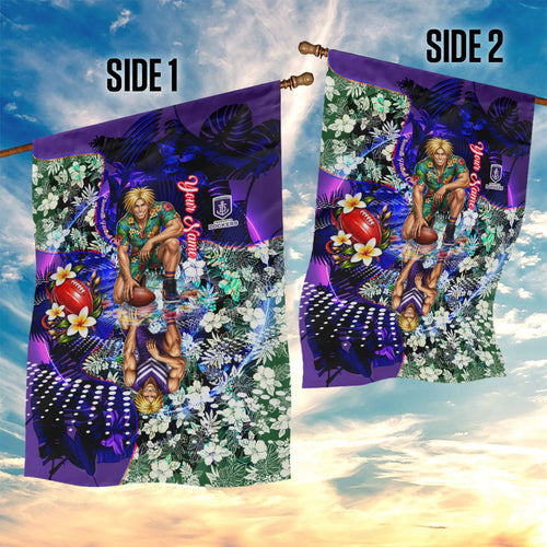 Personalized Fremantle Football Dockers Garden Flag Tropical Hibiscus Flowers - Pacific Fusion Style
