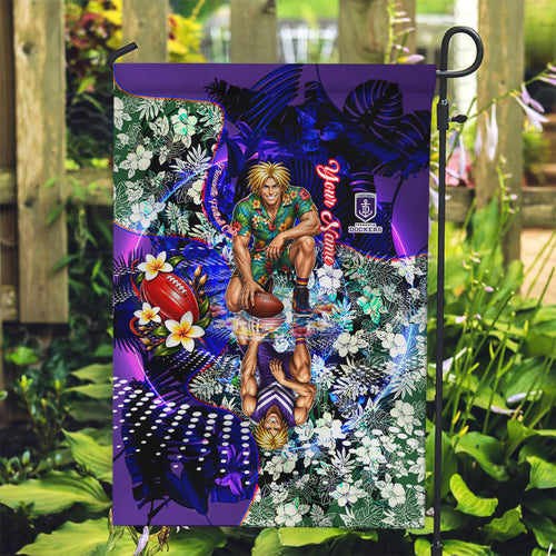 Personalized Fremantle Football Dockers Garden Flag Tropical Hibiscus Flowers - Pacific Fusion Style