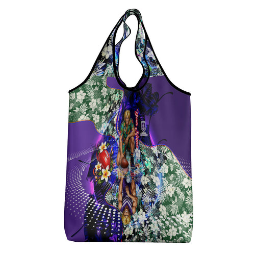 Personalized Fremantle Football Dockers Grocery Bag Tropical Hibiscus Flowers - Pacific Fusion Style