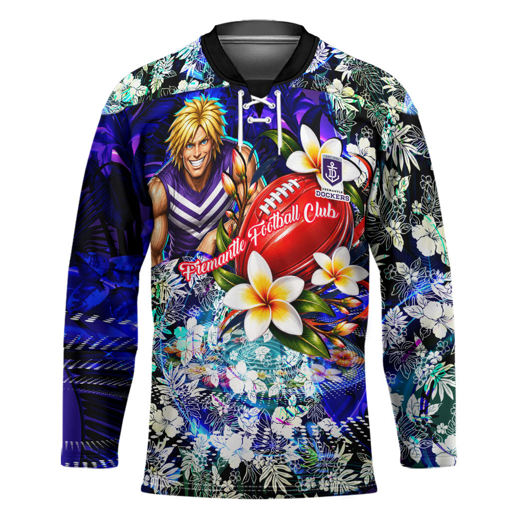 Personalized Fremantle Football Dockers Hockey Jersey Tropical Hibiscus Flowers - Pacific Fusion Style