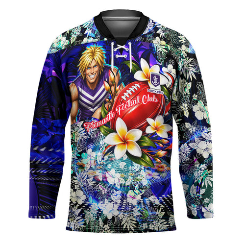 Personalized Fremantle Football Dockers Hockey Jersey Tropical Hibiscus Flowers - Pacific Fusion Style
