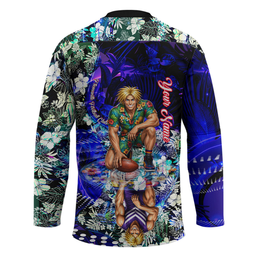 Personalized Fremantle Football Dockers Hockey Jersey Tropical Hibiscus Flowers - Pacific Fusion Style